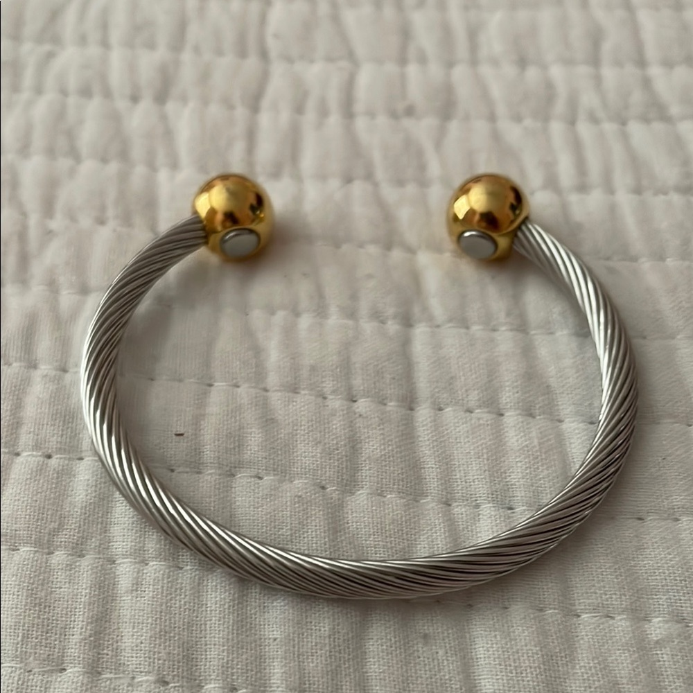 Silver and Gold Colored Magnetic Cable Bracelet